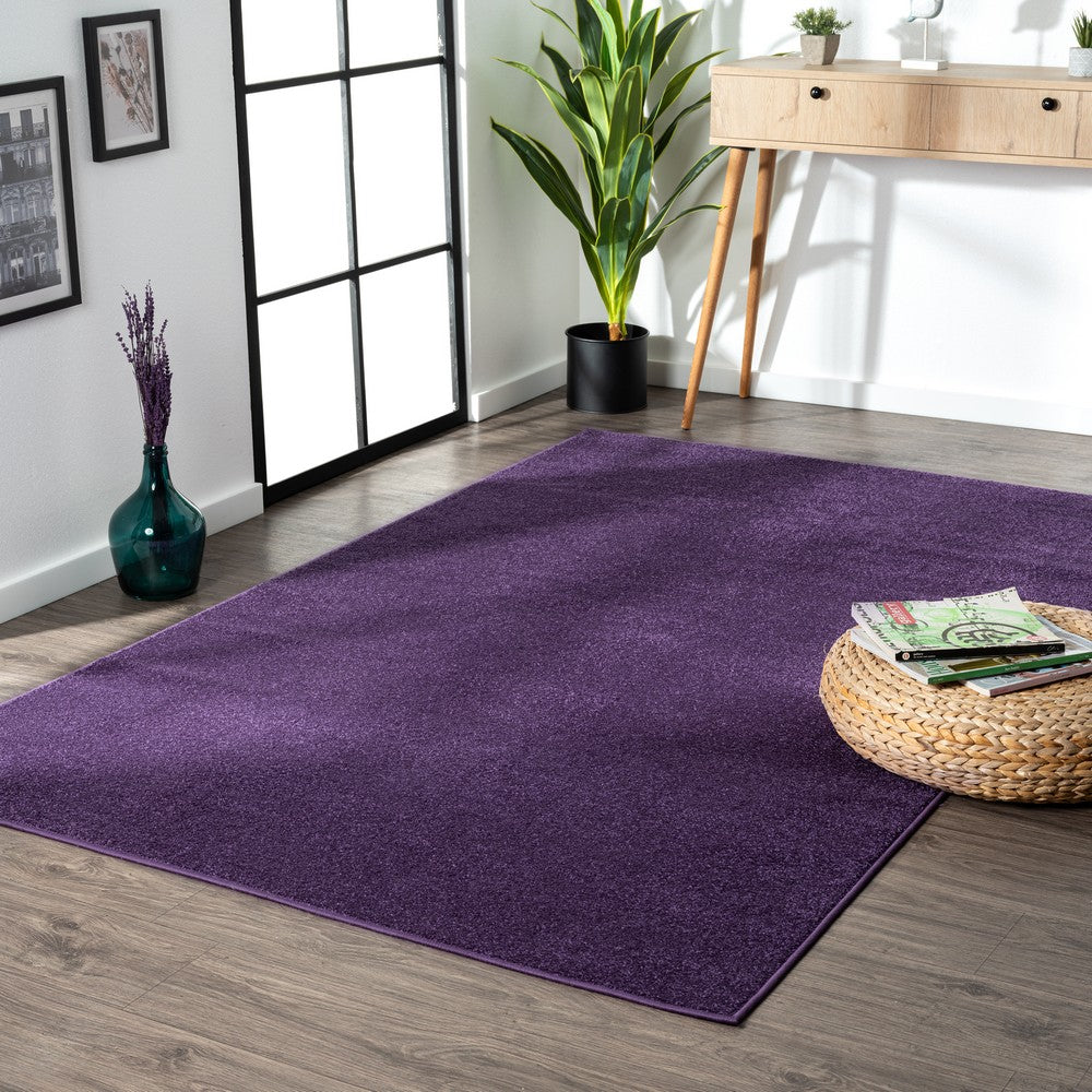 Trivor Haze Solid Low-pile Area Rug Purple