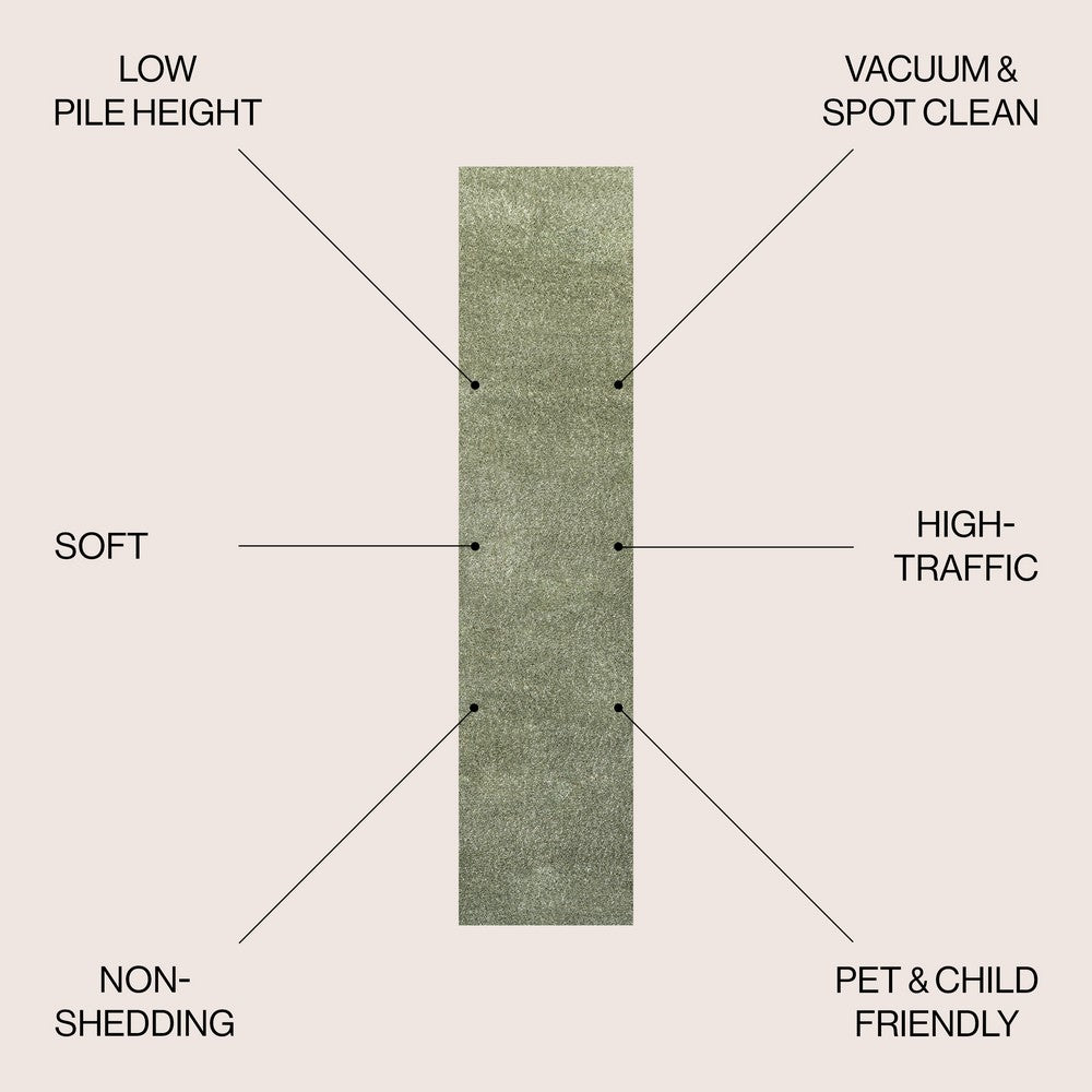 Trivor Haze Solid Low-pile Area Rug Green