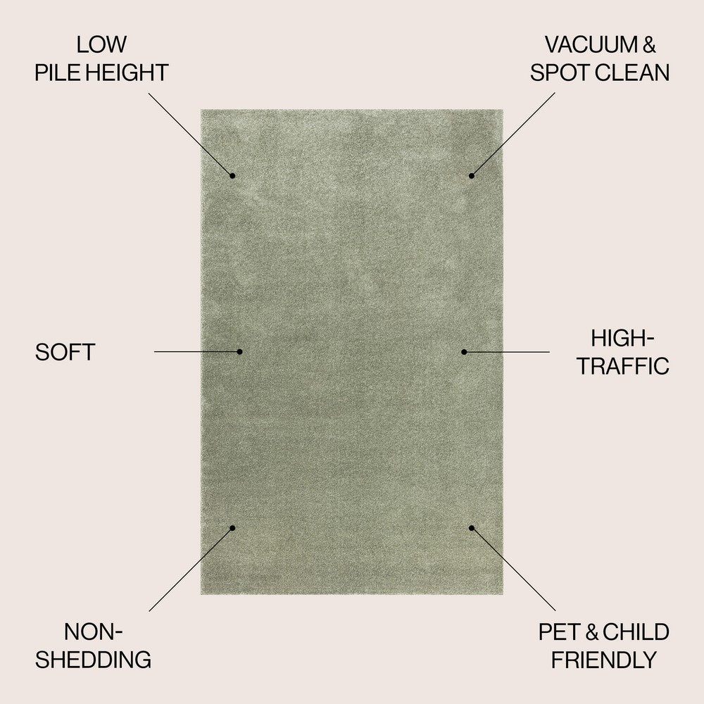 Trivor Haze Solid Low-pile Area Rug Green