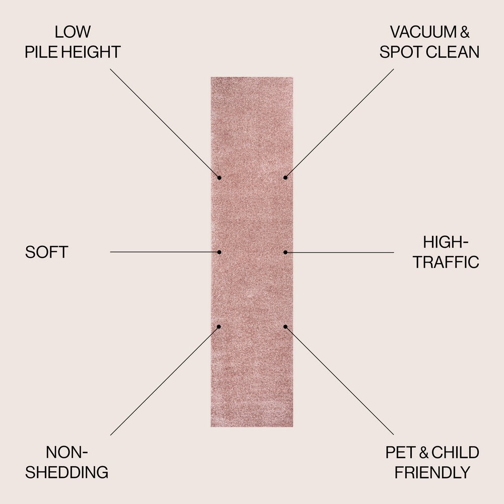 Trivor Haze Solid Low-pile Area Rug Pink