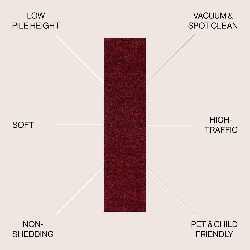 Trivor Haze Solid Low-pile Area Rug Dark Red