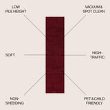 Trivor Haze Solid Low-pile Area Rug Dark Red