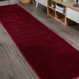 Trivor Haze Solid Low-pile Area Rug Dark Red