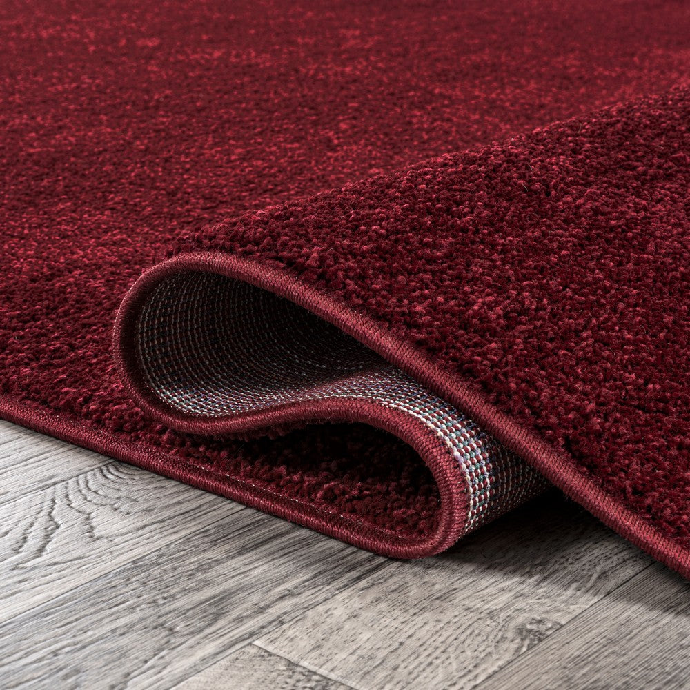 Trivor Haze Solid Low-pile Area Rug Dark Red
