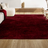 Trivor Haze Solid Low-pile Area Rug Dark Red