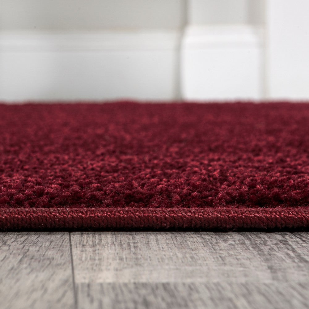 Trivor Haze Solid Low-pile Area Rug Dark Red