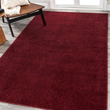 Trivor Haze Solid Low-pile Area Rug Dark Red