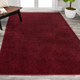 Trivor Haze Solid Low-pile Area Rug Dark Red