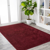 Trivor Haze Solid Low-pile Area Rug Dark Red