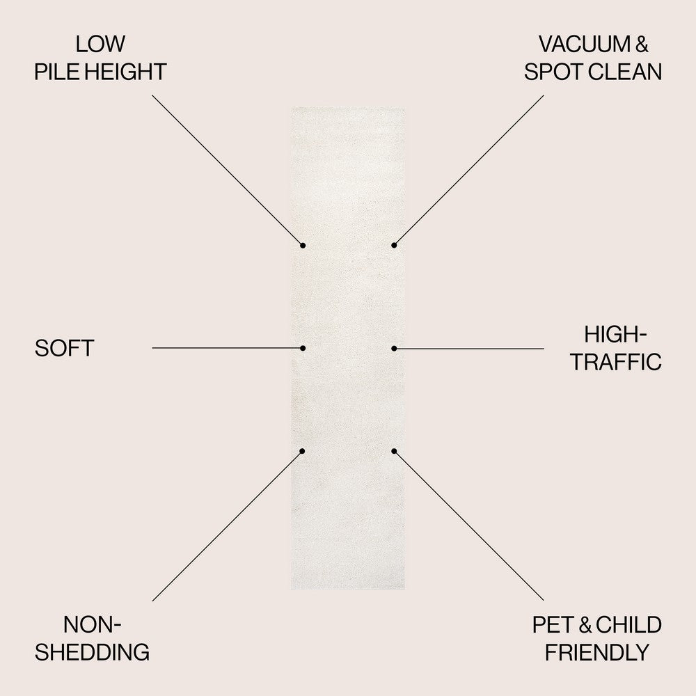 Trivor Haze Solid Low-pile Area Rug Cream
