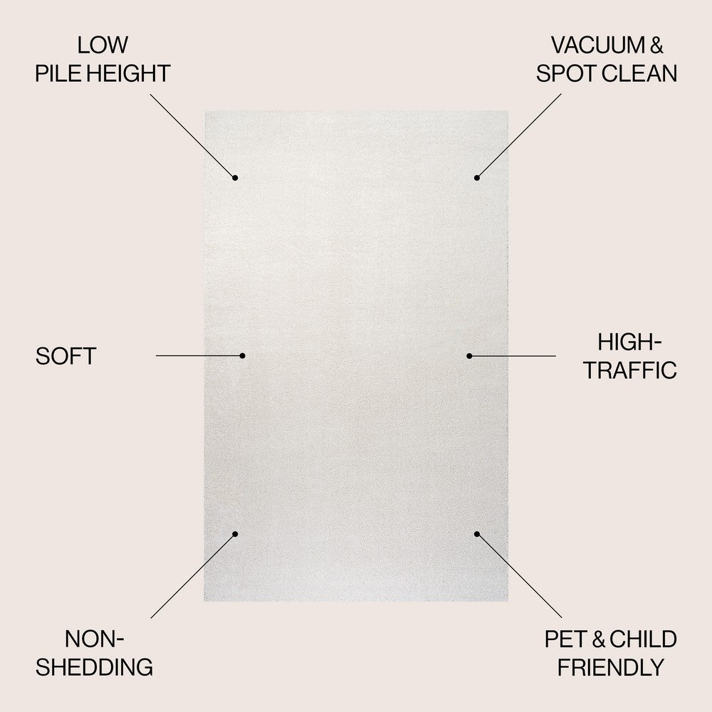 Trivor Haze Solid Low-pile Area Rug Cream