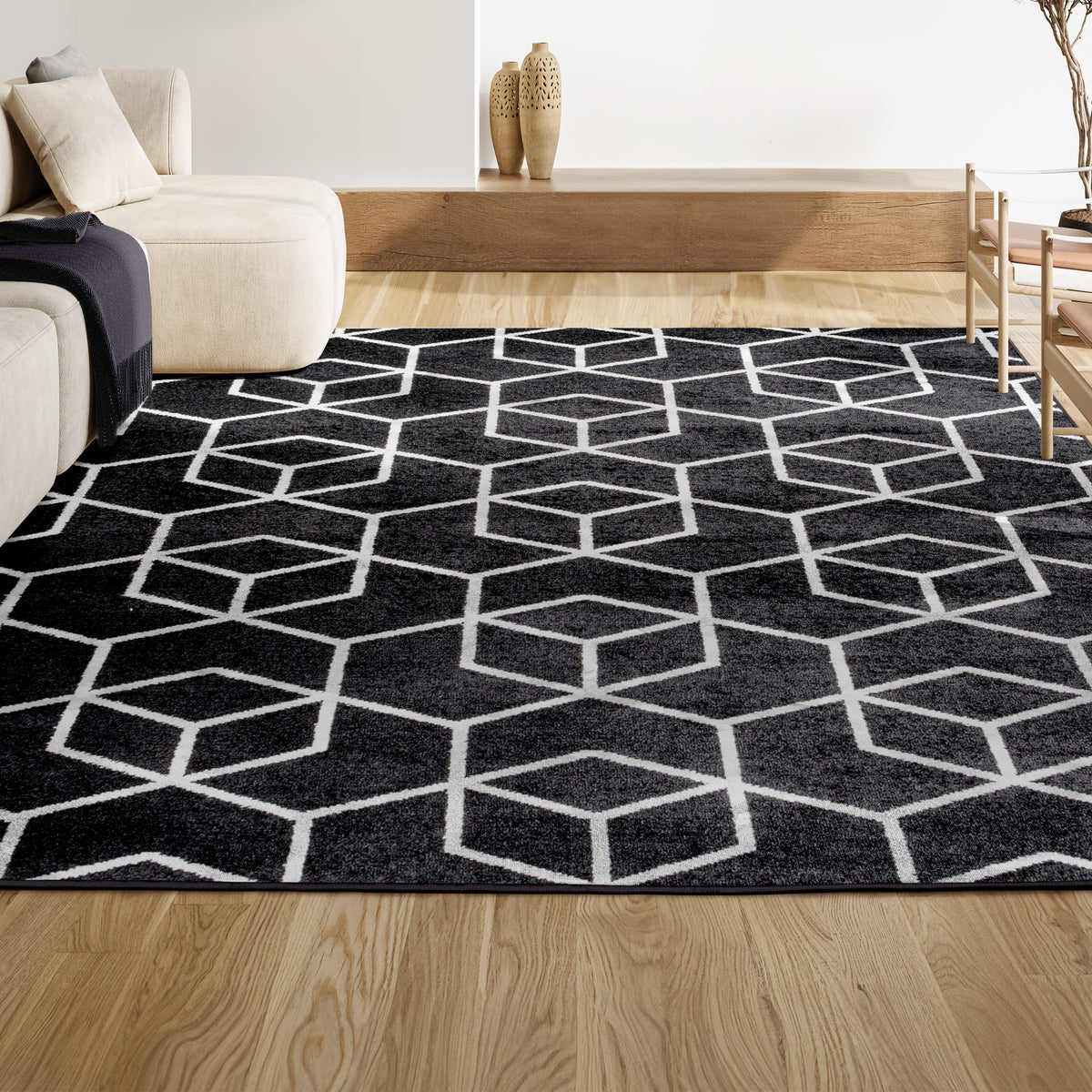 Tingey blocks Modern Geometric Area Rug