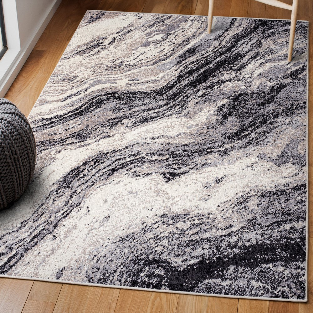 Uma Contemporary Glam Abstract Marble Area Rug