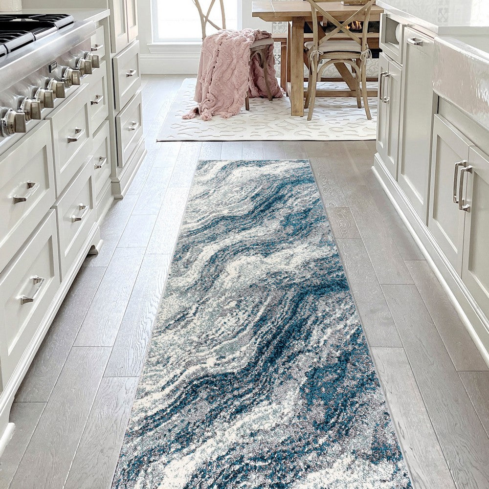 Uma Contemporary Glam Abstract Marble Area Rug