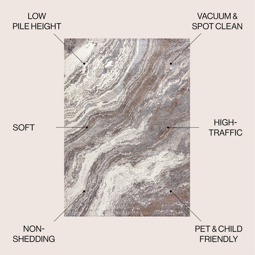 Uma Contemporary Glam Abstract Marble Area Rug