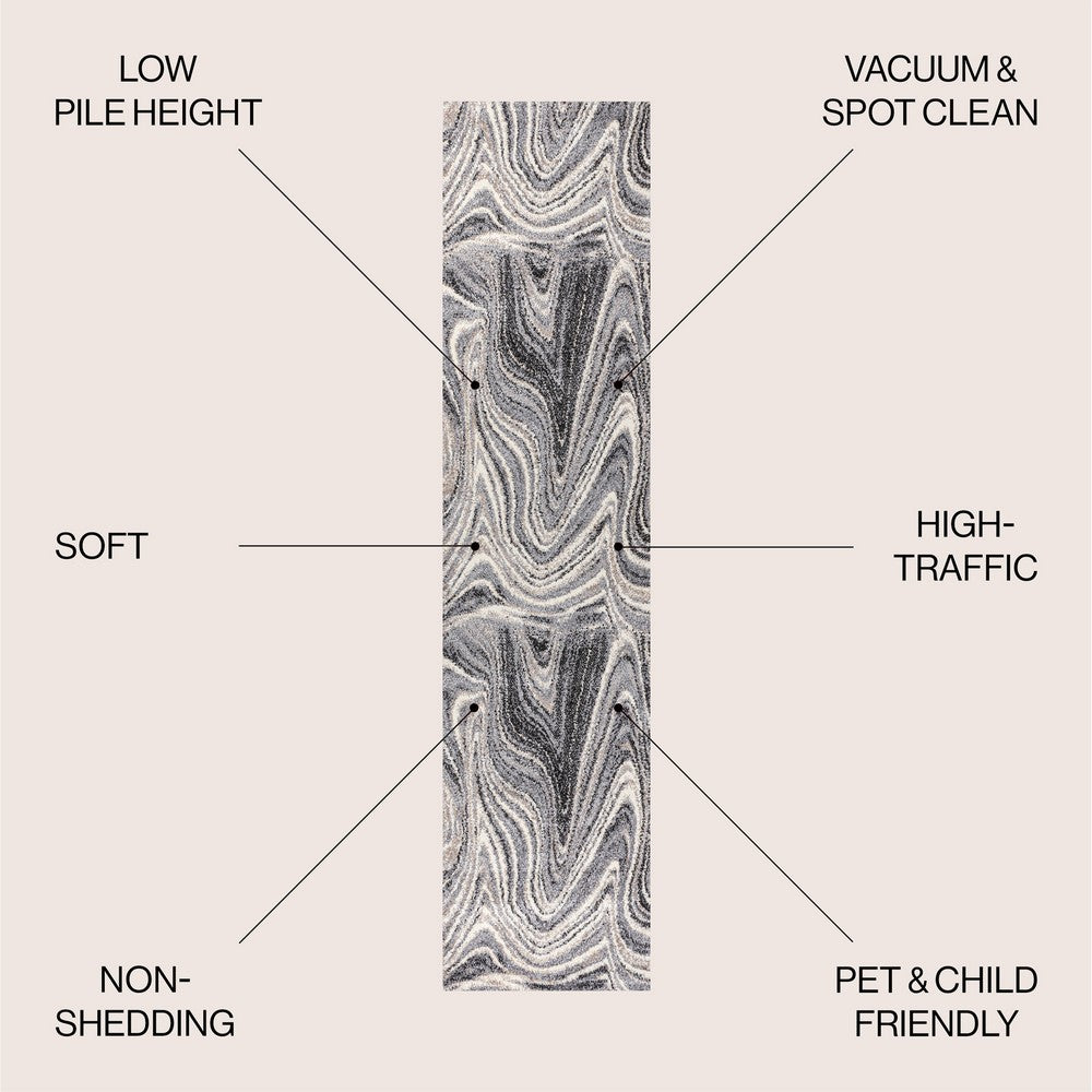 Saloni Contemporary Glam Abstract Marble Area Rug