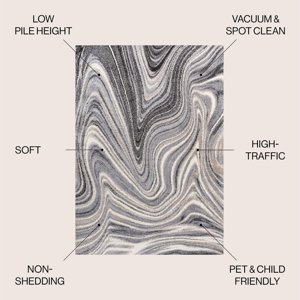 Saloni Contemporary Glam Abstract Marble Area Rug