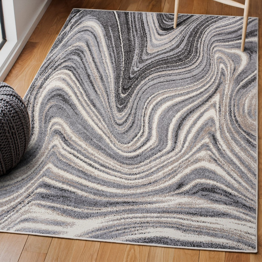 Saloni Contemporary Glam Abstract Marble Area Rug