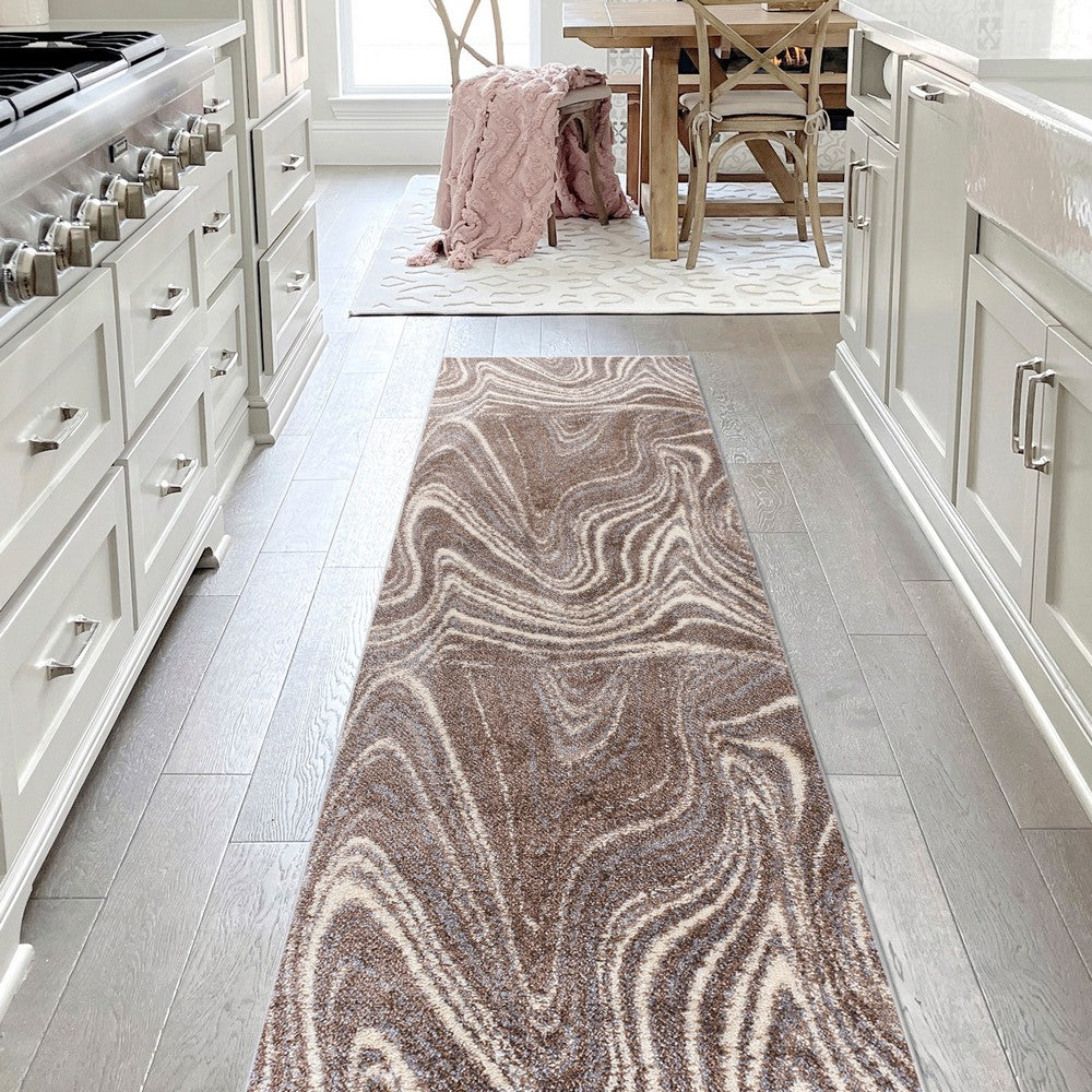 Saloni Contemporary Glam Abstract Marble Area Rug