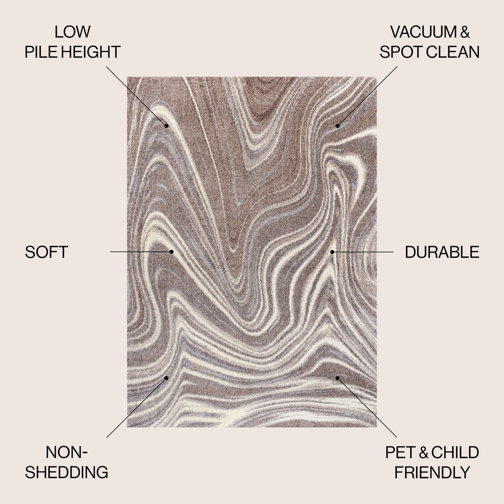 Saloni Contemporary Glam Abstract Marble Area Rug