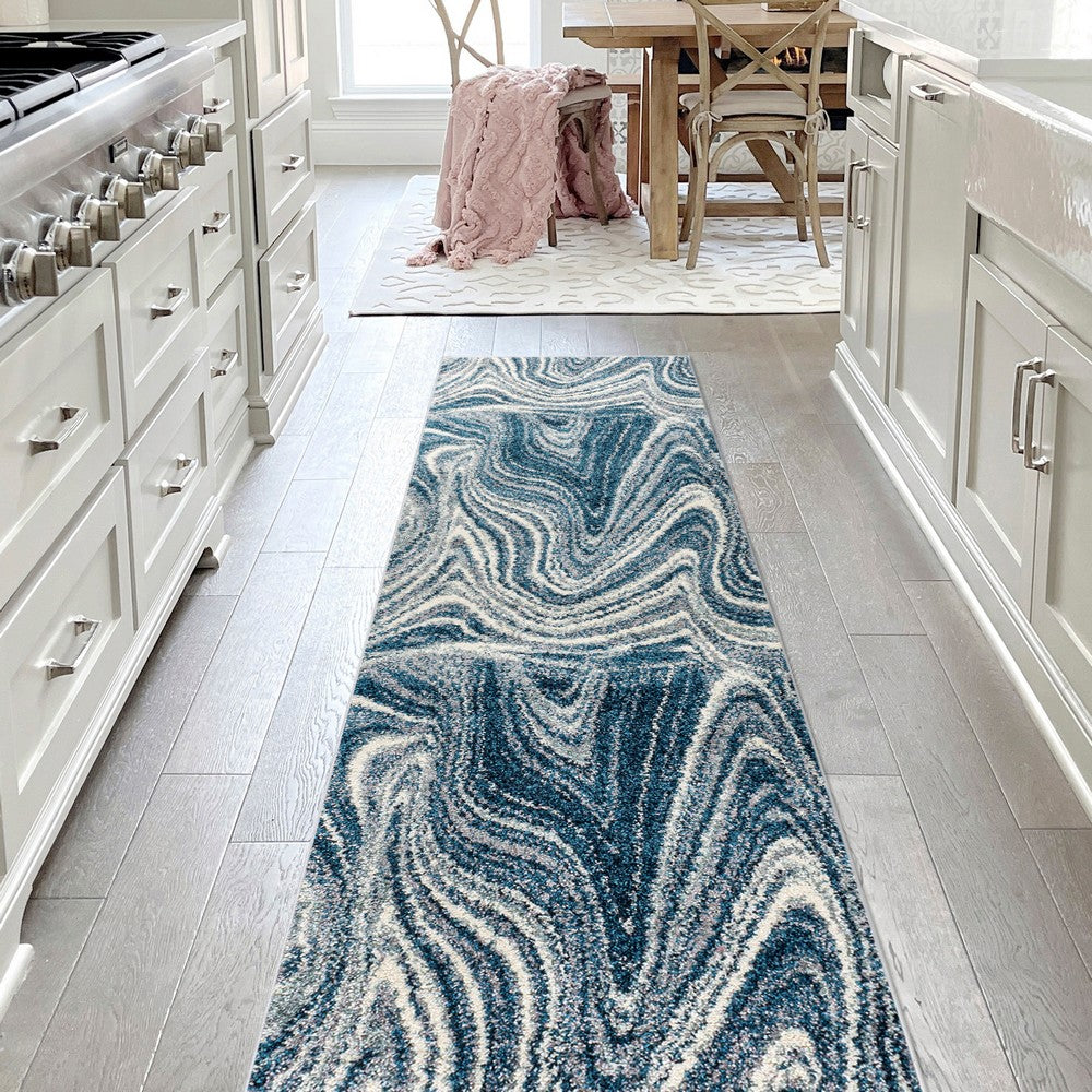 Saloni Contemporary Glam Abstract Marble Area Rug