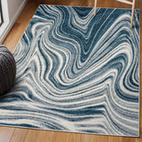 Saloni Contemporary Glam Abstract Marble Area Rug