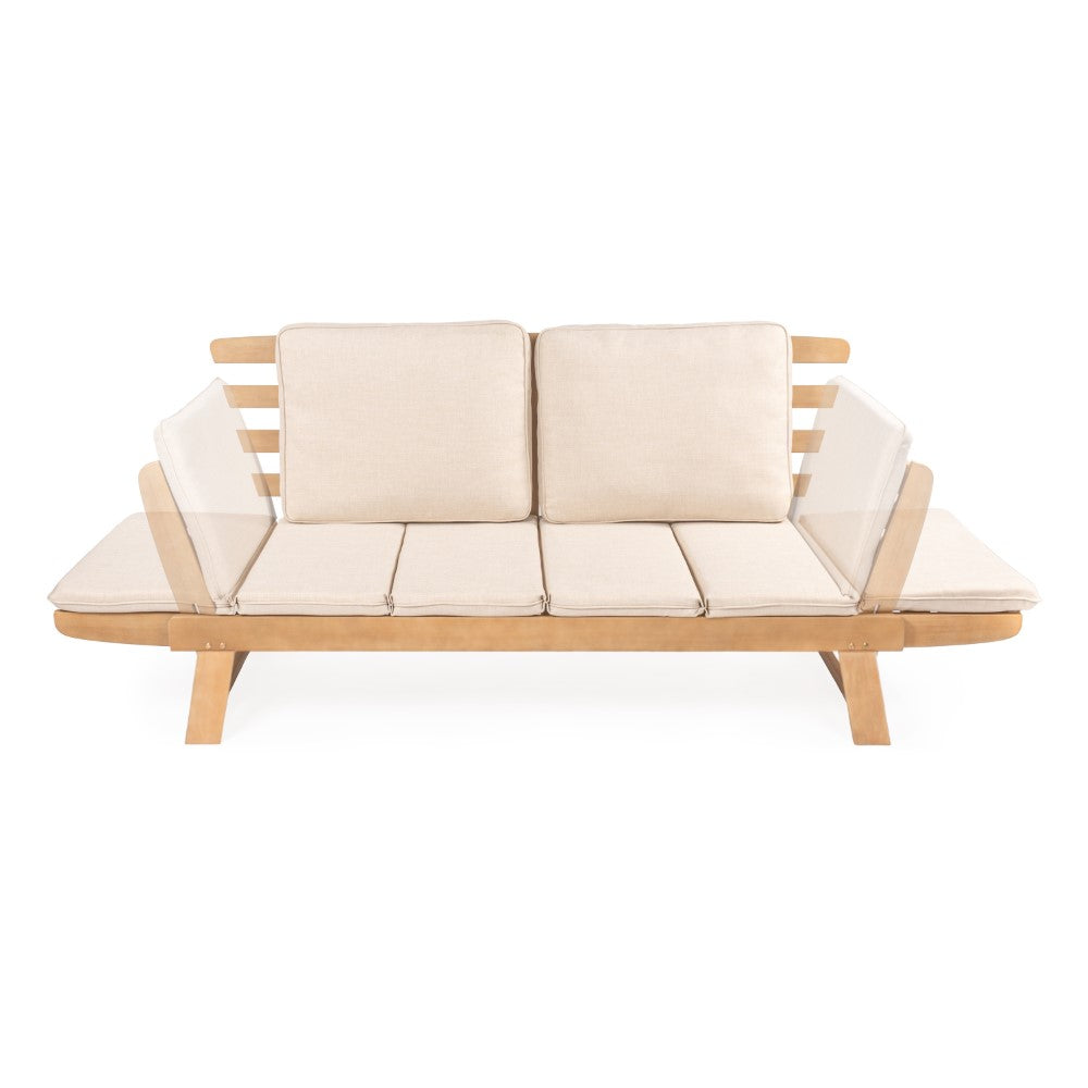 Petals 2-Seat Modern Scandinavian Folding Wood Outdoor Day Bed Sofa