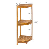Tera 33" Classic Minimalist 3-Tier Acacia Wood Freestanding Bathroom Corner Shelf