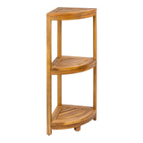 Tera 33" Classic Minimalist 3-Tier Acacia Wood Freestanding Bathroom Corner Shelf