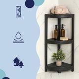 Tera 33" Classic Minimalist 3-Tier Acacia Wood Freestanding Bathroom Corner Shelf