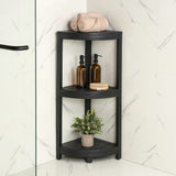 Tera 33" Classic Minimalist 3-Tier Acacia Wood Freestanding Bathroom Corner Shelf