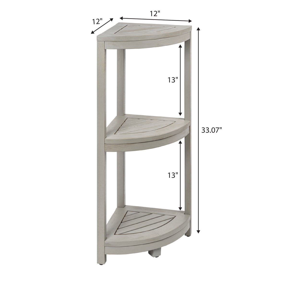 Tera 33" Classic Minimalist 3-Tier Acacia Wood Freestanding Bathroom Corner Shelf