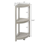 Tera 33" Classic Minimalist 3-Tier Acacia Wood Freestanding Bathroom Corner Shelf