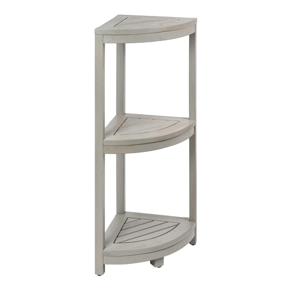 Tera 33" Classic Minimalist 3-Tier Acacia Wood Freestanding Bathroom Corner Shelf