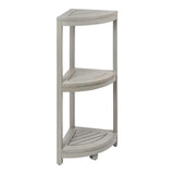 Tera 33" Classic Minimalist 3-Tier Acacia Wood Freestanding Bathroom Corner Shelf