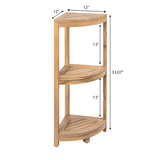 Tera 33" Classic Minimalist 3-Tier Acacia Wood Freestanding Bathroom Corner Shelf