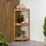 Tera 33" Classic Minimalist 3-Tier Acacia Wood Freestanding Bathroom Corner Shelf