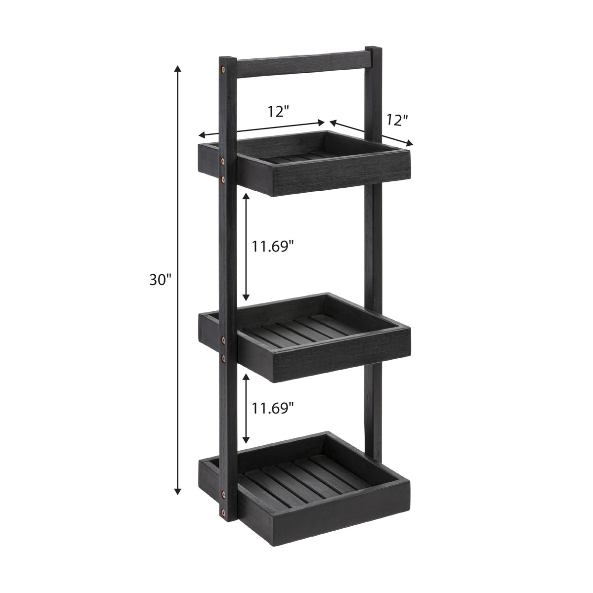 Moro 30" Classic Rustic 3-Tier Acacia Wood Freestanding Bathroom Shower Caddy
