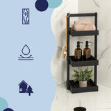 Moro 30" Classic Rustic 3-Tier Acacia Wood Freestanding Bathroom Shower Caddy