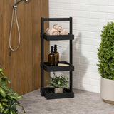Moro 30" Classic Rustic 3-Tier Acacia Wood Freestanding Bathroom Shower Caddy