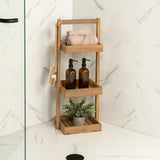 Moro 30" Classic Rustic 3-Tier Acacia Wood Freestanding Bathroom Shower Caddy