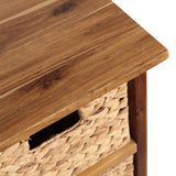 Lindenra 33.5 in. H Coastal Bohemian Handcrafted Acacia Wood 4-Tier Storage Cabinet with 4 Water Hyacinth Woven Baskets