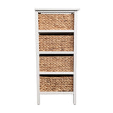 Lindenra 33.5 in. H Coastal Bohemian Handcrafted Acacia Wood 4-Tier Storage Cabinet with 4 Water Hyacinth Woven Baskets