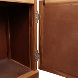 Ravelle 27.5 in. H Handcrafted Acacia Wood Bathroom Freestanding Floor Storage Cabinet with Louvered Door and Open Shelf