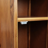 Ravelle 27.5 in. H Handcrafted Acacia Wood Bathroom Freestanding Floor Storage Cabinet with Louvered Door and Open Shelf