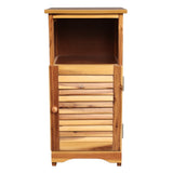 Ravelle 27.5 in. H Handcrafted Acacia Wood Bathroom Freestanding Floor Storage Cabinet with Louvered Door and Open Shelf