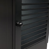 Ravelle 27.5 in. H Handcrafted Acacia Wood Bathroom Freestanding Floor Storage Cabinet with Louvered Door and Open Shelf