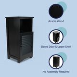 Ravelle 27.5 in. H Handcrafted Acacia Wood Bathroom Freestanding Floor Storage Cabinet with Louvered Door and Open Shelf