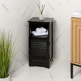 Ravelle 27.5 in. H Handcrafted Acacia Wood Bathroom Freestanding Floor Storage Cabinet with Louvered Door and Open Shelf