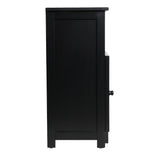 Ravelle 27.5 in. H Handcrafted Acacia Wood Bathroom Freestanding Floor Storage Cabinet with Louvered Door and Open Shelf